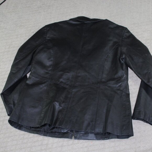 Jacqueline Ferrar Women's Large Lined Leather Jacket Black Vintage - Picture 2 of 6